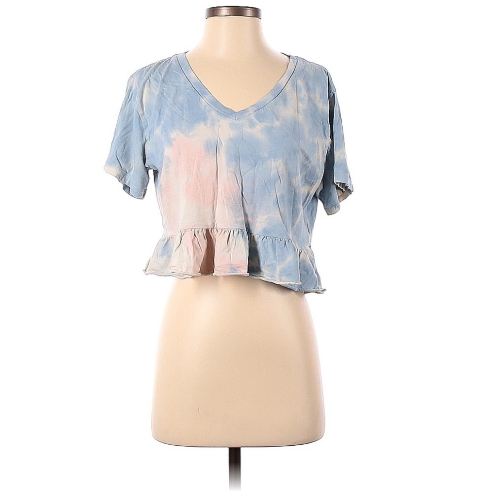 Wild Fable Tie-Dye Ruffled Hem Oversized Short Sleeve Top | SIZE XS